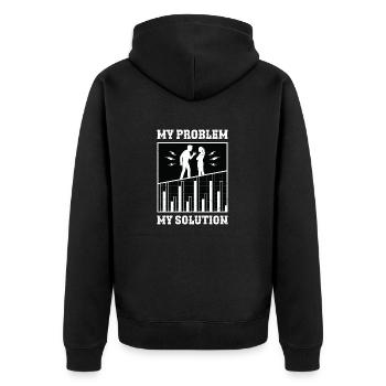 Statistician My Problem My Solution Pictogram Dad - Unisex Premium Bio Zip Hoodie - Schwarz - Hinten - Nico (187cm)