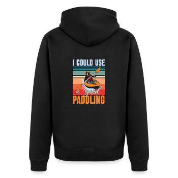 Kajakfahren - Unisex Premium Bio Zip Hoodie - Schwarz - Hinten - Nico (187cm)