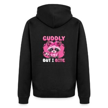 Lustige niedliche wilde Waschbär Meme - Unisex Premium Bio Zip Hoodie - Schwarz - Hinten - Nico (187cm)