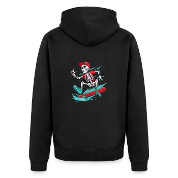 Skateboarder Skeleton, Skateboarder - Unisex Premium Organic Zip Hoodie - black - Back - Nico (187cm)
