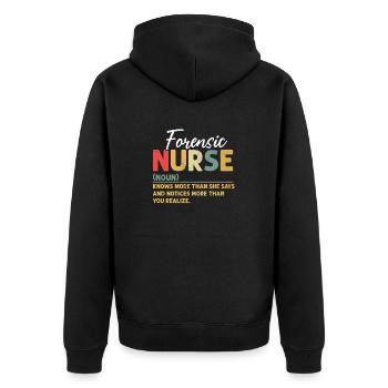 Forensische Krankenschwester Lustige Definition Retro Krankenschwester - Unisex Premium Bio Zip Hoodie - Schwarz - Hinten - Nico (187cm)