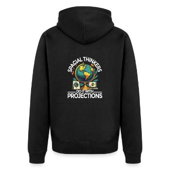 Geografische Informationssysteme Special Thinkers - Unisex Premium Bio Zip Hoodie - Schwarz - Hinten - Nico (187cm)