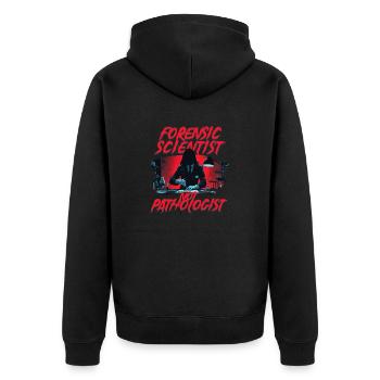 Forensik Forensiker Not Pathologist - Unisex Premium Bio Zip Hoodie - Schwarz - Hinten - Nico (187cm)
