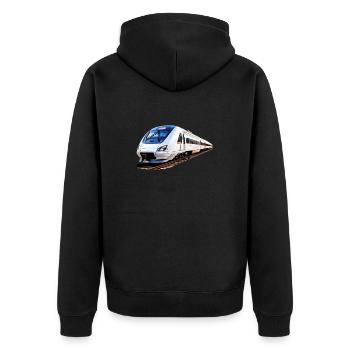 ZUG TRAIN - Unisex Premium Organic Zip Hoodie - black - Back - Nico (187cm)