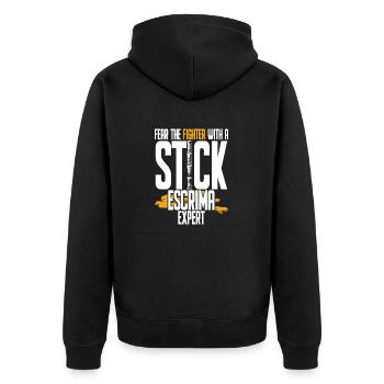 Escrima Arnis Kampfsport Escrima Expert - Unisex Premium Bio Zip Hoodie - Schwarz - Hinten - Nico (187cm)