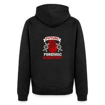 Forensik Forensiker Future Forensic Scientist - Unisex Premium Bio Zip Hoodie - Schwarz - Hinten - Nico (187cm)
