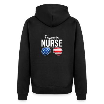 Forensic Nurse Practitioner USA Sunglasses - Unisex Premium Organic Zip Hoodie - black - Back - Nico (187cm)