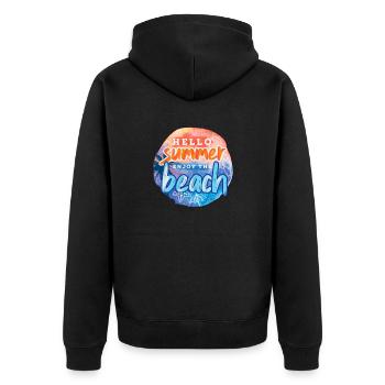 Hello Summer Beach - Unisex Premium Bio Zip Hoodie - Schwarz - Hinten - Nico (187cm)