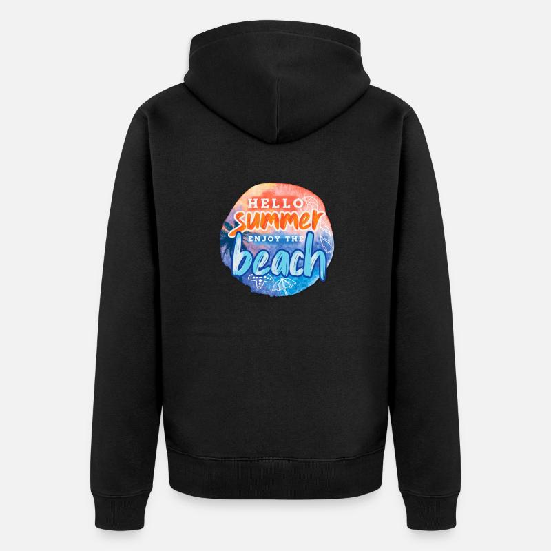 Hello Summer Beach - Unisex Premium Bio Zip Hoodie - Schwarz