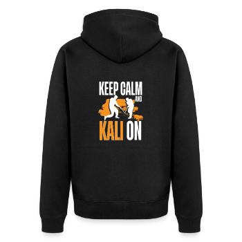 Escrima Arnis Kampfsport - Unisex Premium Bio Zip Hoodie - Schwarz - Hinten - Nico (187cm)
