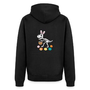 Easter Bunny Skeleton Dino with Easter Eggs Basket - Unisex Premium Organic Zip Hoodie - black - Back - Nico (187cm)