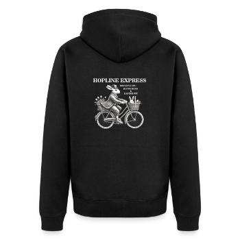 Pâques Rétro HOPLINE EXPRESS Lapin Câlins Vintage - Veste à capuche bio Premium Unisexe - noir - Dos - Nico (187cm)