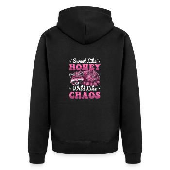 Drôle mignon raton laveur sauvage Mème - Veste à capuche bio Premium Unisexe - noir - Dos - Nico (187cm)