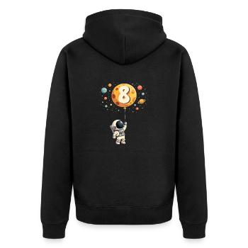 Astronaute mignon 8e anniversaire garçon espace extra-atmosphérique - Veste à capuche bio Premium Unisexe - noir - Dos - Nico (187cm)