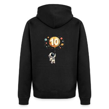 Cute Astronaut 10th Birthday Boy Outer Space - Unisex Premium Organic Zip Hoodie - black - Back - Nico (187cm)
