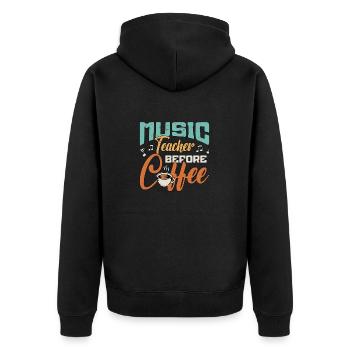 Music Teacher Before Coffee Composer Coffee Lover - Unisex Premium Organic Zip Hoodie - black - Back - Nico (187cm)