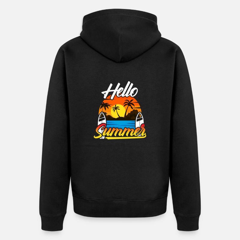 Hello Summer Sunset Design - Unisex Premium Bio Zip Hoodie - Schwarz