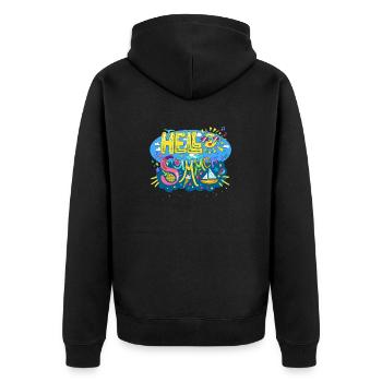 Hello Summer Fun Colorful Design - Unisex Premium Bio Zip Hoodie - Schwarz - Hinten - Nico (187cm)