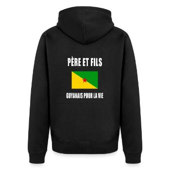 père et fils guyanais guyane papa fête des pères - Veste à capuche bio Premium Unisexe - noir - Dos - Nico (187cm)