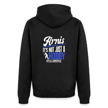 Escrima Arnis It's Not Just A Hobby - Unisex Premium Organic Zip Hoodie - black - Back - Nico (187cm)