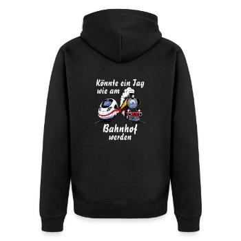 TRAIN Could be a day like at the train station - Unisex Premium Organic Zip Hoodie - black - Back - Nico (187cm)