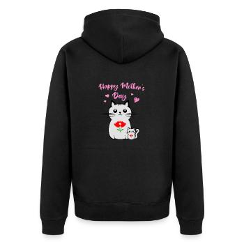 Cat and her kitten, Mother's Day - Unisex Premium Organic Zip Hoodie - black - Back - Nico (187cm)