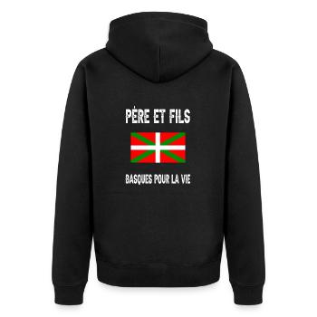 père et fils papa basque pays basque - Veste à capuche bio Premium Unisexe - noir - Dos - Nico (187cm)