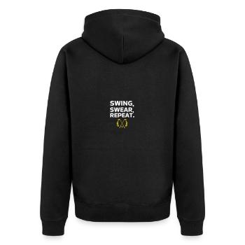 SWING SWEAR REPEAT - Unisex Premium Organic Zip Hoodie - black - Back - Nico (187cm)