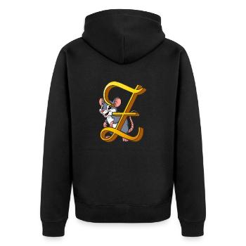 BUCHSTABE Z - Unisex Premium Bio Zip Hoodie - Schwarz - Hinten - Nico (187cm)