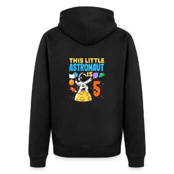 This little astronaut will be 5 years old - Unisex Premium Organic Zip Hoodie - black - Back - Nico (187cm)