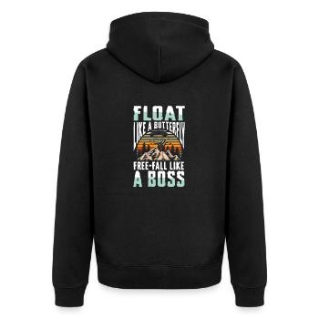 Schwebe Wie Ein Schmetterling, Freier Fall Wie - Unisex Premium Bio Zip Hoodie - Schwarz - Hinten - Nico (187cm)