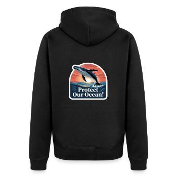 WHALES, PROTECT OUR OCEAN - Unisex Premium Organic Zip Hoodie - black - Back - Nico (187cm)