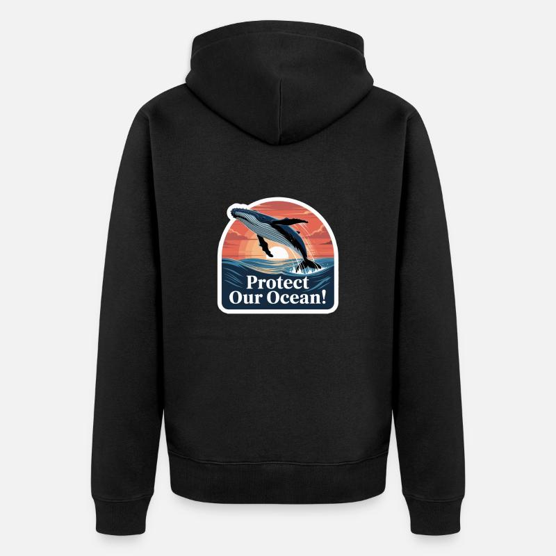 BALEINES, PROTÉGEZ NOTRE OCÉAN - Veste à capuche bio Premium Unisexe - noir
