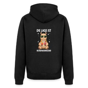 Die Lage Ist Besäufniserregend - Unisex Premium Bio Zip Hoodie - Schwarz - Hinten - Nico (187cm)