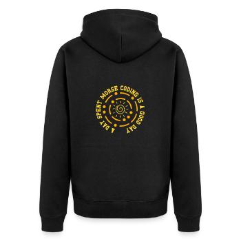 Morsecode Morse Code A Day Spend Morse Coding - Unisex Premium Bio Zip Hoodie - Schwarz - Hinten - Nico (187cm)