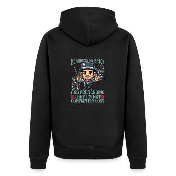 Music Director Me Waving My Baton Music Education - Unisex Premium Organic Zip Hoodie - black - Back - Nico (187cm)