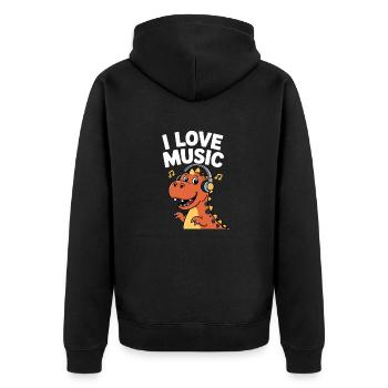 Dinosaure avec des écouteurs Aime la musique - Veste à capuche bio Premium Unisexe - noir - Dos - Nico (187cm)