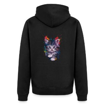 Colorful Cat Artwork Vivid and Unique - Unisex Premium Organic Zip Hoodie - black - Back - Nico (187cm)