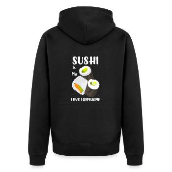 Le sushi est mon amour Langage Design - Veste à capuche bio Premium Unisexe - noir - Dos - Nico (187cm)