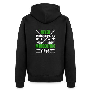 Golf Girl Design with Humor - Unisex Premium Organic Zip Hoodie - black - Back - Nico (187cm)