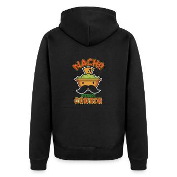 Nacho Average Cousin Humor Design - Unisex Premium Bio Zip Hoodie - Schwarz - Hinten - Nico (187cm)