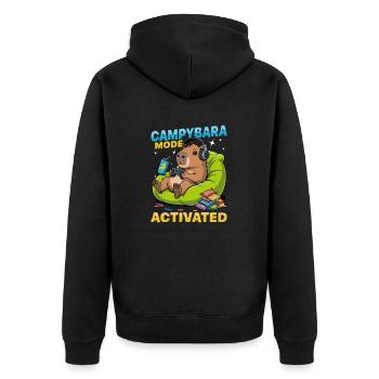 Capybara Gamer Gaming - Unisex Premium Bio Zip Hoodie - Schwarz - Hinten - Nico (187cm)