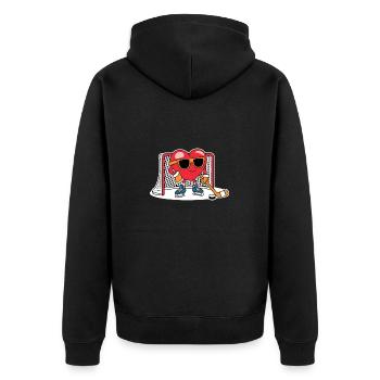Eishockey Torwart Eishockey Herz Design - Unisex Premium Bio Zip Hoodie - Schwarz - Hinten - Nico (187cm)