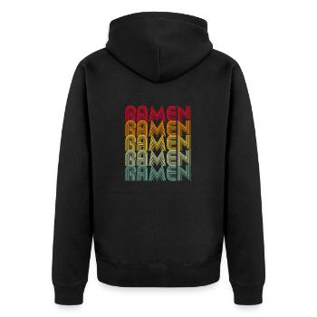 Retro Ramen Typography Food Design - Unisex Premium Bio Zip Hoodie - Schwarz - Hinten - Nico (187cm)