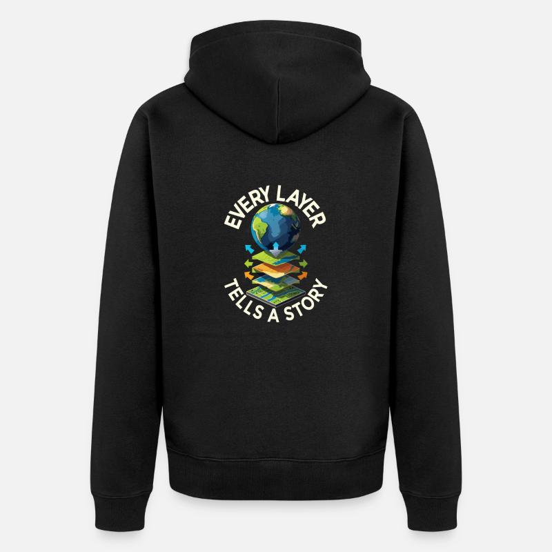 Geografische Informationssysteme Every Layer - Unisex Premium Bio Zip Hoodie - Schwarz