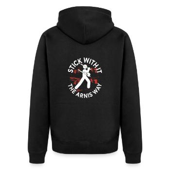 Escrima Kampfsport The Arnis Way - Unisex Premium Bio Zip Hoodie - Schwarz - Hinten - Nico (187cm)