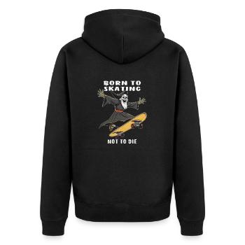 SENSENMANN SKATEBOARD BORN TO SKATING NOT TO D - Unisex Premium Bio Zip Hoodie - Schwarz - Hinten - Nico (187cm)