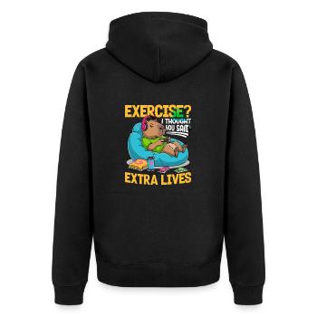Capybara Gamer Gaming - Unisex Premium Bio Zip Hoodie - Schwarz - Hinten - Nico (187cm)
