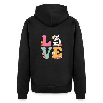 Liebe Medizinischer Laborwissenschaftler Boho Regenbogen MLS - Unisex Premium Bio Zip Hoodie - Schwarz - Hinten - Nico (187cm)