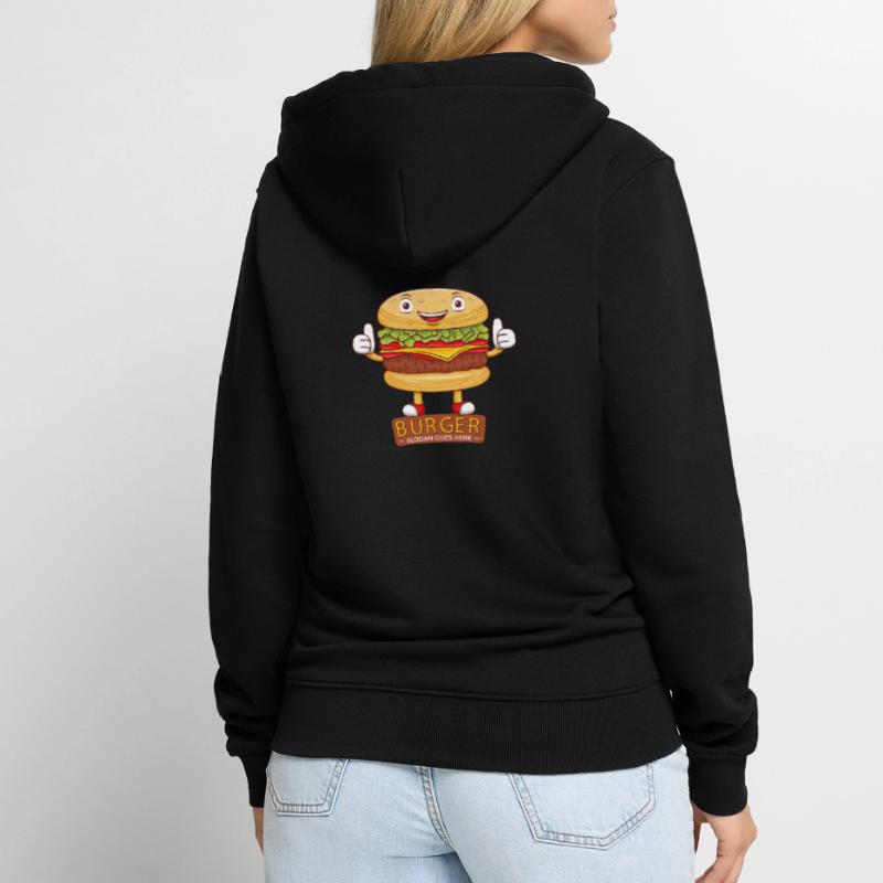 Mignon burger dessin animé art Veste à capuche bio Premium Unisexe